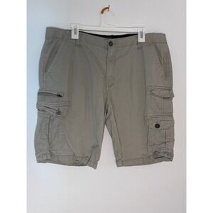 Iron Flex Mens Khaki Tan Cargo Shorts Size 38 Cotton Stretch Utility Casual